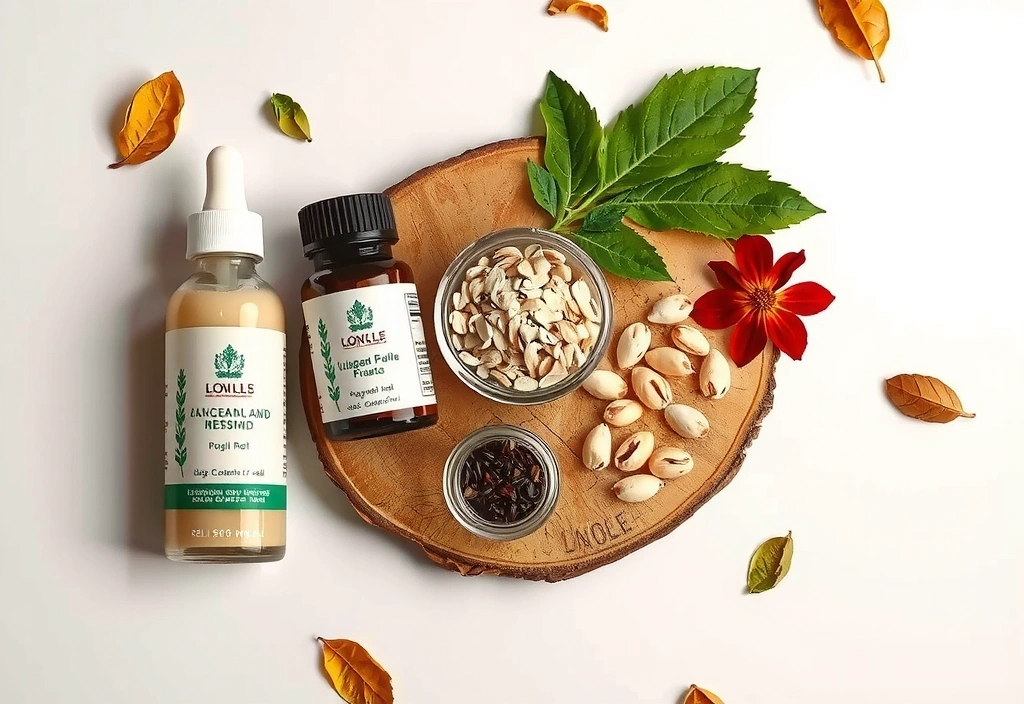 Botanical ingredients collection with natural textures